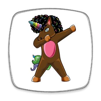 Einhorn-Afro-Haare Dabbing Regenbogen-Niedliches Kinderdesign - Viereckiger Kühlschrankmagnet - Weiß - Vorne