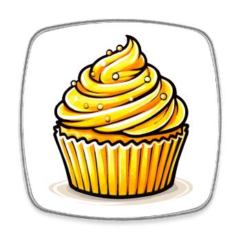 Cupcake jaune doré - Magnet carré - blanc - Devant