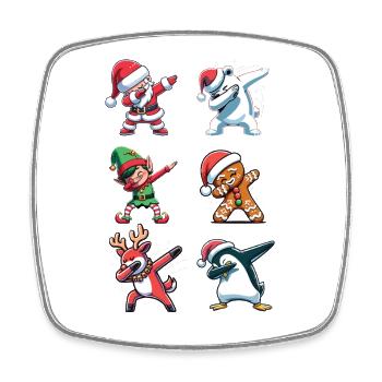Dabbing Weihnachts Figuren Dab Weihnachten - Viereckiger Kühlschrankmagnet - Weiß - Vorne