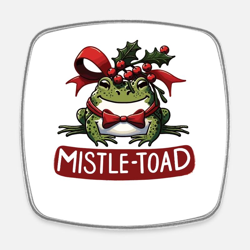 Gui et crapaud : jeu de mots drôle sur le crapaud de Noël - Magnet carré - blanc