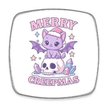 Merry Creepmas Cat Pastel Goth Christmas Skull - Viereckiger Kühlschrankmagnet - Weiß - Vorne