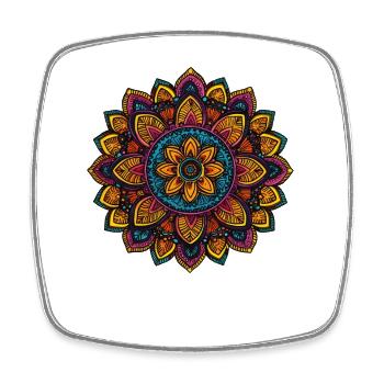 Fleur Mandala vibrante aux couleurs tropicales - Magnet carré - blanc - Devant