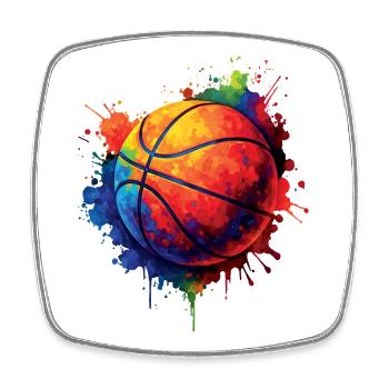 Basketball Splash Art – Design Ballon de Basket - Viereckiger Kühlschrankmagnet - Weiß - Vorne
