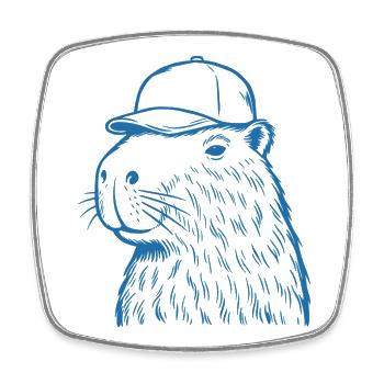 Capybara mit Baseballkappe - Viereckiger Kühlschrankmagnet - Weiß - Vorne