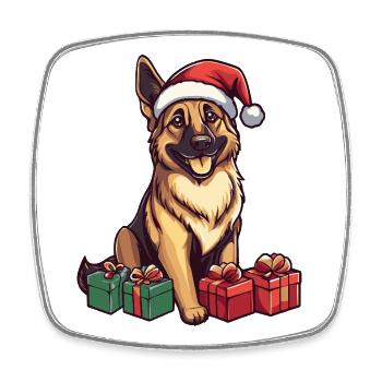 German Shepherd Dog Christmas Gifts - Square fridge magnet - white - Front