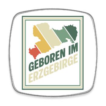 Born in the Ore Mountains Retro - Square fridge magnet - white - Front