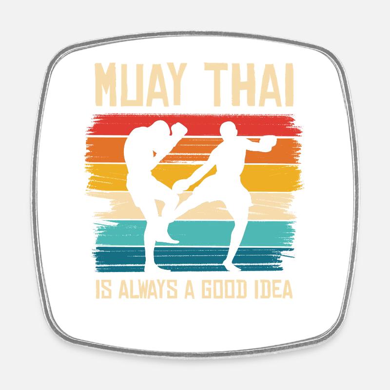 Vibe de combat rétro Muay Thai - Magnet carré - blanc