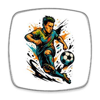 Neon Fußball Spieler, Action Kunst, Geschenk - Viereckiger Kühlschrankmagnet - Weiß - Vorne