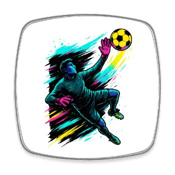 Art néon du gardien de but, cadeau football, temps fort - Magnet carré - blanc - Devant