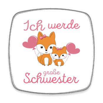 Bald Wieder Große Schwester 2026 Verkünden Füchse - Viereckiger Kühlschrankmagnet - Weiß - Vorne