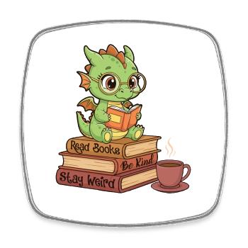 Lire des livres Être gentil Rester bizarre Lecteur positif Cadeau - Magnet carré - blanc - Devant