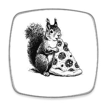 Squirrel loves pizza - Square fridge magnet - white - Front
