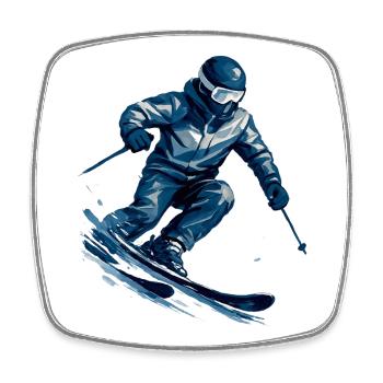 Skifahren | Skifahrer | Berg - Viereckiger Kühlschrankmagnet - Weiß - Vorne