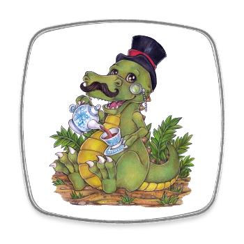 Witziger Tee Rex Wortwitz Hand gezeichnet Dino - Viereckiger Kühlschrankmagnet - Weiß - Vorne