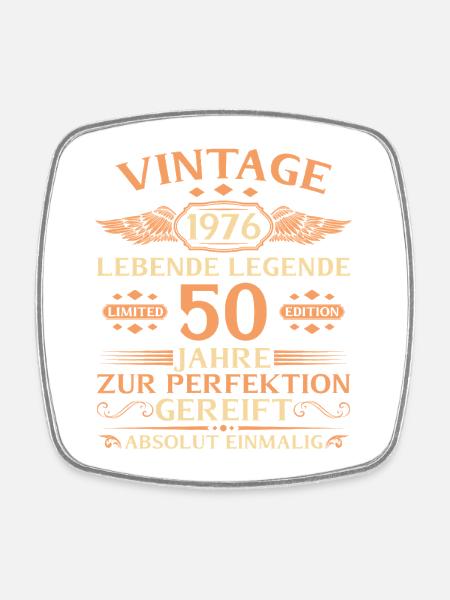50. Geburtstag Vintage 1976 Baujahr - Viereckiger Kühlschrankmagnet - Weiß