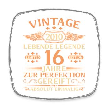 16. Geburtstag Vintage 2010 Baujahr - Viereckiger Kühlschrankmagnet - Weiß - Vorne