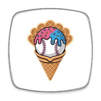 Baseball Eiscreme In Waffel Mit Streuseln - Viereckiger Kühlschrankmagnet - Weiß - Vorne