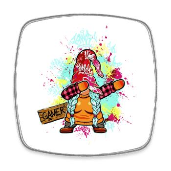 GAMER GNOME Dab Graffiti Gambler Xmas Women - Square fridge magnet - white - Front