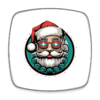 Cool Santa Claus With Sunglasses Bart Xmas - Square fridge magnet - white - Front