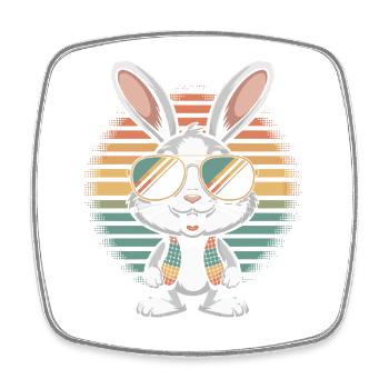 Lapin arc-en-ciel avec des lunettes de soleil - Magnet carré - blanc - Devant