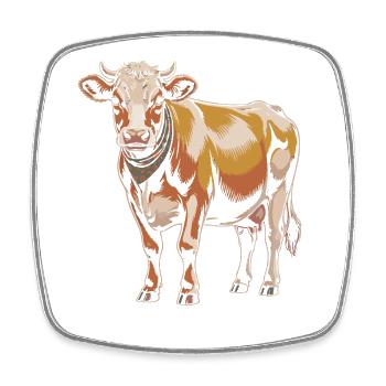 Cow with Bandana – Rustic Illustration - Square fridge magnet - white - Front