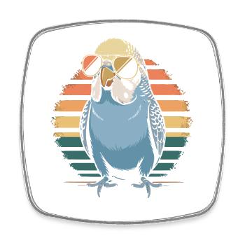 Retro parrot with sunglasses - Square fridge magnet - white - Front