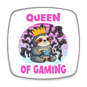 Sloth Queen of gaming - Viereckiger Kühlschrankmagnet - Weiß - Vorne