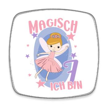7th Birthday Fairy 7 Year Girl Birthday Motif - Square fridge magnet - white - Front