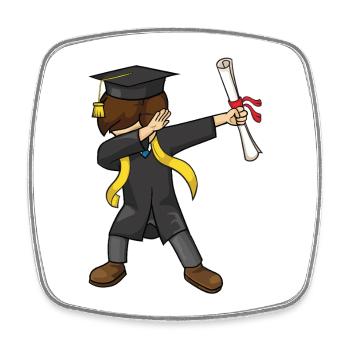 Dabbing Graduate Kids Abschlussklasse 2026 - Viereckiger Kühlschrankmagnet - Weiß - Vorne