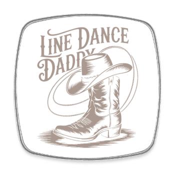 Line Dance Daddy - Viereckiger Kühlschrankmagnet - Weiß - Vorne