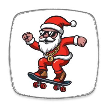 Santa Skating - Square fridge magnet - white - Front