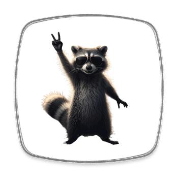 Cooler Waschbär mit Sonnenbrille Motiv - Viereckiger Kühlschrankmagnet - Weiß - Vorne