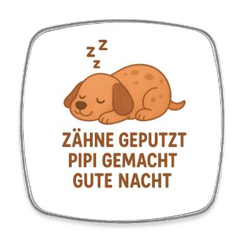 Mignonne « Bonne nuit » du chien - Magnet carré - blanc - Devant