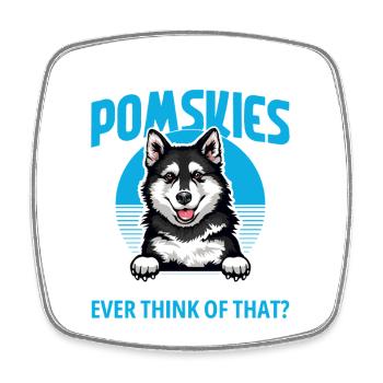 Pomsky Peluche Propriétaire de lit pour chien Gâteries pour chien Lover - Magnet carré - blanc - Devant