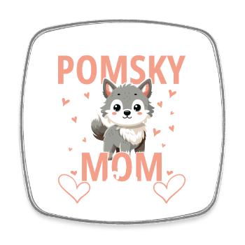 Propriétaire de Pomsky Lit de lit pour chien en peluche Pomsky - Magnet carré - blanc - Devant