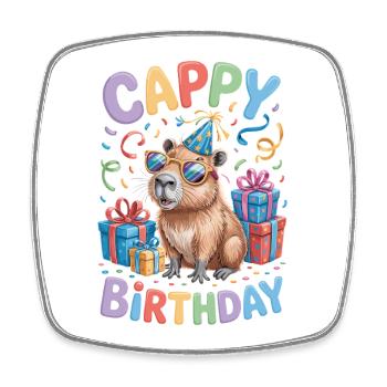 Capybara Anniversaire Cappy Anniversaire Drôle de capy - Magnet carré - blanc - Devant