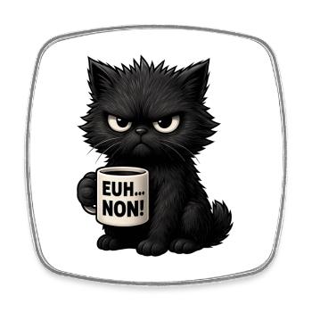 Chat Grognon Drôle Uh Nope Humour Introverti Noir - Square fridge magnet - white - Front