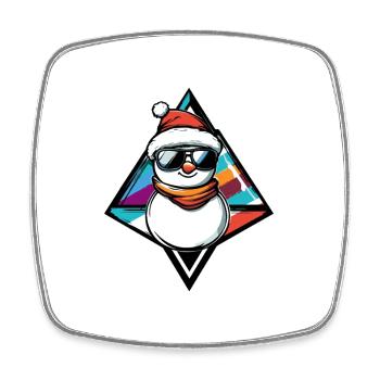 Bande dessinée Bonhomme de neige avec lunettes de soleil - Magnet carré - blanc - Devant
