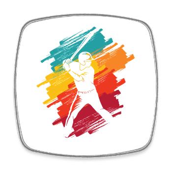 Bunter Baseball Spieler Kinder Männer Baseballer - Viereckiger Kühlschrankmagnet - Weiß - Vorne