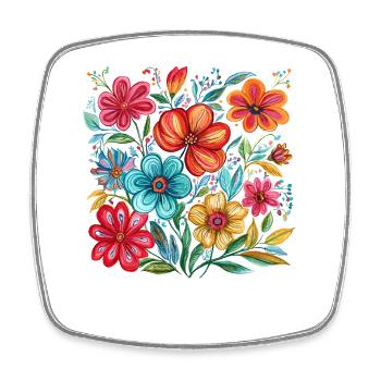Splendeur florale vibrante - Magnet carré - blanc - Devant