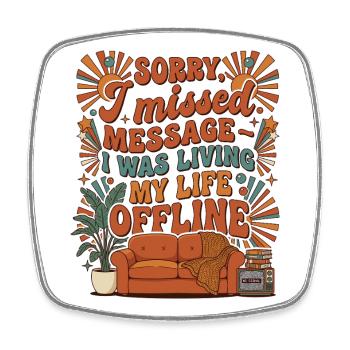 Living Life Offline Retro - Viereckiger Kühlschrankmagnet - Weiß - Vorne