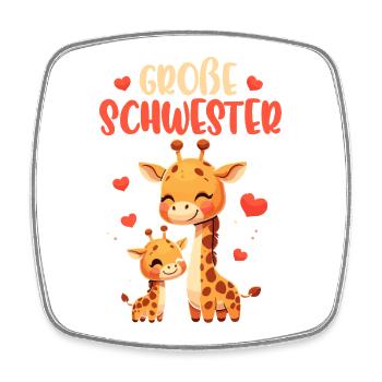 Big Sister Giraffe Sibling - Square fridge magnet - white - Front