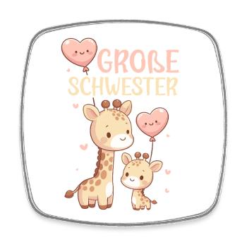 Big Sister Giraffe Sibling - Square fridge magnet - white - Front