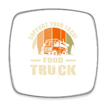Food Truck Street Food Trucker Imbisswagen - Square fridge magnet - white - Front