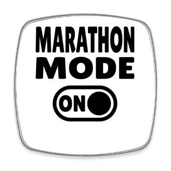 Marathon Mode On – Running with passion - Square fridge magnet - white - Front