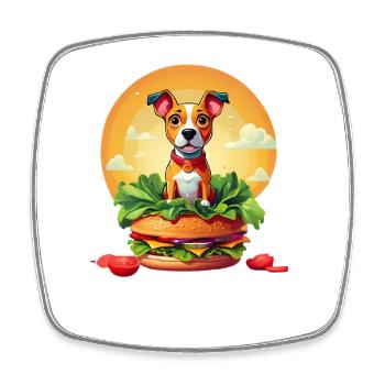 Burger Dog in the Circle of the Sun - Square fridge magnet - white - Front