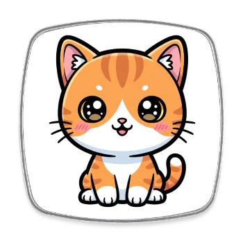 Chat Tigré Orange - Magnet carré - blanc - Devant