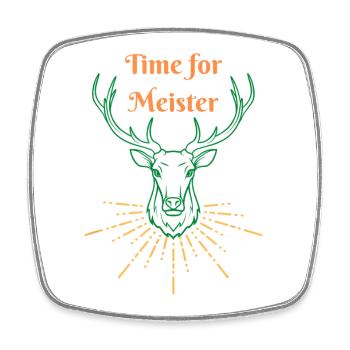 Time for Meister Hirsch - Square fridge magnet - white - Front