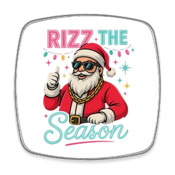 Rizz The Season Santa Claus Weihnachtsmann - Viereckiger Kühlschrankmagnet - Weiß - Vorne