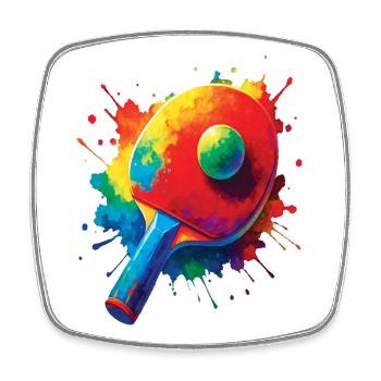 Tennis de Table - Design Sport Ping-Pong Splash - Magnet carré - blanc - Devant